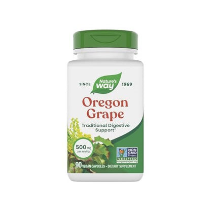 Nature's Way Oregon Grape – Traditionelle Verdauungsunterstützung*, Non-GMO Project verifiziert, 500 mg pro Portion, 90 Kapseln (Verpackung kann variieren)