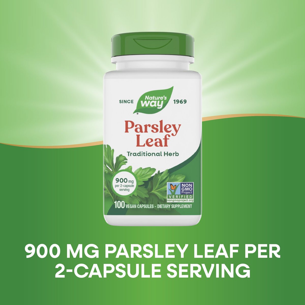Nature's Way Premium Kräuter Petersilienblatt – Chlorophyllquelle, 100 vegane Kapseln