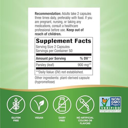 Nature's Way Premium Kräuter Petersilienblatt – Chlorophyllquelle, 100 vegane Kapseln
