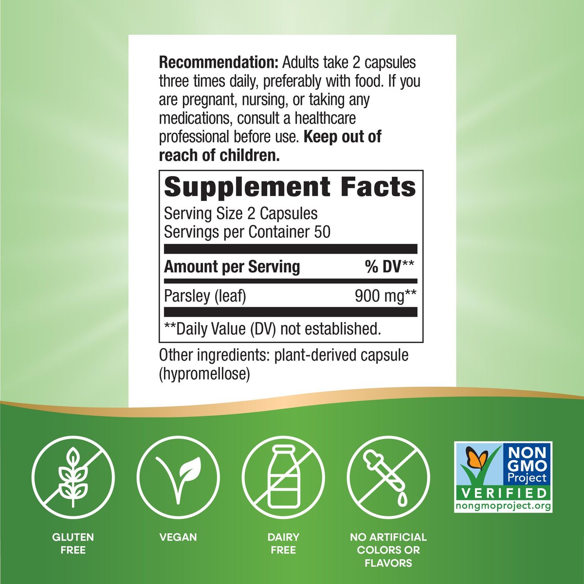 Nature's Way Premium Kräuter Petersilienblatt – Chlorophyllquelle, 100 vegane Kapseln