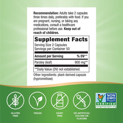 Nature's Way Premium Kräuter Petersilienblatt – Chlorophyllquelle, 100 vegane Kapseln