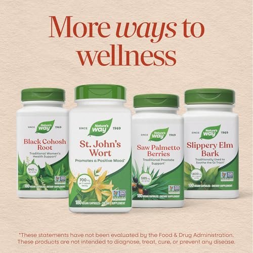 Nature's Way Johanniskraut Kapseln, pflanzliches Nahrungsergänzungsmittel für eine positive Stimmung*, 700 mg pro 2-Kapsel-Portion, Non-GMO Project verifiziert, vegan, 180 Kapseln