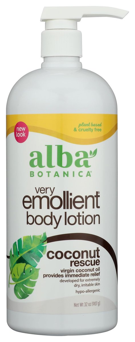 Alba Botanica Very Emollient Body Lotion Coconut Rescue 946 ml – Reichhaltige Feuchtigkeitspflege für trockene Haut