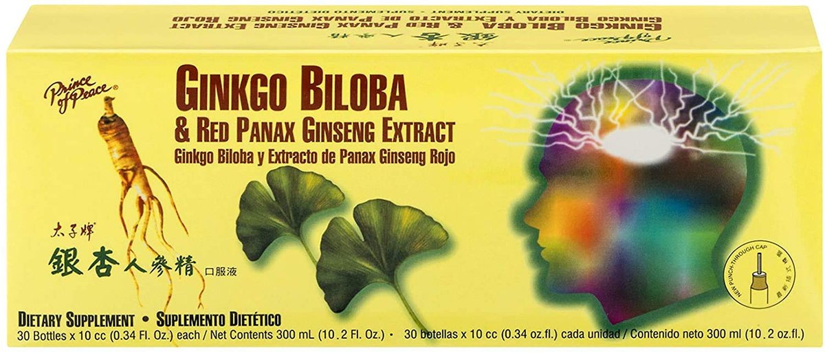 Prince Of Peace Ginkgo Biloba und Roter Panax Ginseng Extrakt, 30 Fläschchen 0,34 oz (10,2 Fl Oz Gesamt)