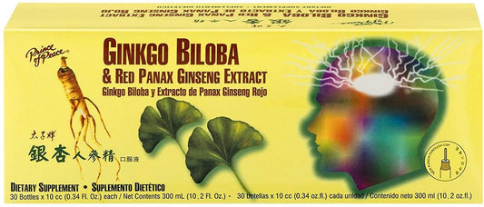 Prince Of Peace Ginkgo Biloba und Roter Panax Ginseng Extrakt, 30 Fläschchen 0,34 oz (10,2 Fl Oz Gesamt)