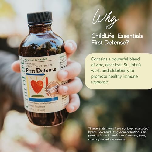 CHILDLIFE ESSENTIALS First Defense – Immunstärkender Sirup für Kinder ab 6 Monaten, mit Holunderbeere und Zink, 4 Fl Oz (118 ml)