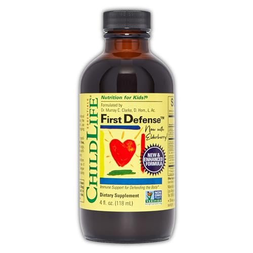 CHILDLIFE ESSENTIALS First Defense – Immunstärkender Sirup für Kinder ab 6 Monaten, mit Holunderbeere und Zink, 4 Fl Oz (118 ml)