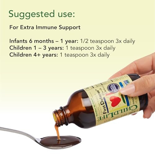 CHILDLIFE ESSENTIALS First Defense – Immunstärkender Sirup für Kinder ab 6 Monaten, mit Holunderbeere und Zink, 4 Fl Oz (118 ml)