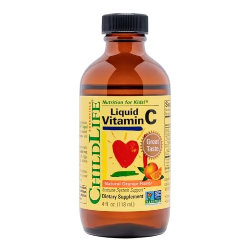 CHILDLIFE ESSENTIALS Flüssiges Vitamin C – Reines Vitamin-C-Präparat für Kinder, Kleinkinder & Babys, Immunsystem-Unterstützung, natürlicher Orangen-Geschmack, 118 ml (1er-Pack)