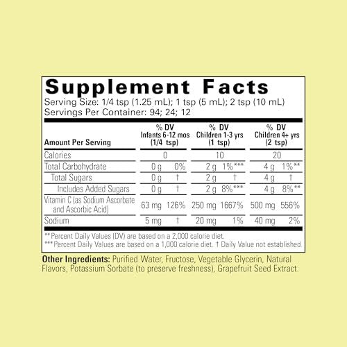 CHILDLIFE ESSENTIALS Flüssiges Vitamin C – Reines Vitamin-C-Präparat für Kinder, Kleinkinder & Babys, Immunsystem-Unterstützung, natürlicher Orangen-Geschmack, 118 ml (1er-Pack)