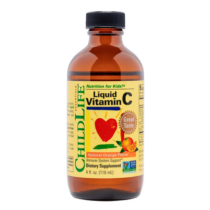 CHILDLIFE ESSENTIALS Flüssiges Vitamin C – Reines Vitamin-C-Präparat für Kinder, Kleinkinder & Babys, Immunsystem-Unterstützung, natürlicher Orangen-Geschmack, 118 ml (1er-Pack)