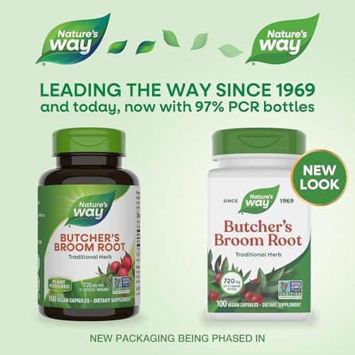 Nature's Way Mäusedorn – Traditionelles Kräuterpräparat, 720 mg pro 2-Kapsel-Portion, Non-GMO Project verifiziert, 100 vegane Kapseln (Verpackung kann variieren)