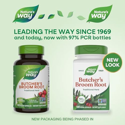 Nature's Way Mäusedorn – Traditionelles Kräuterpräparat, 720 mg pro 2-Kapsel-Portion, Non-GMO Project verifiziert, 100 vegane Kapseln (Verpackung kann variieren)