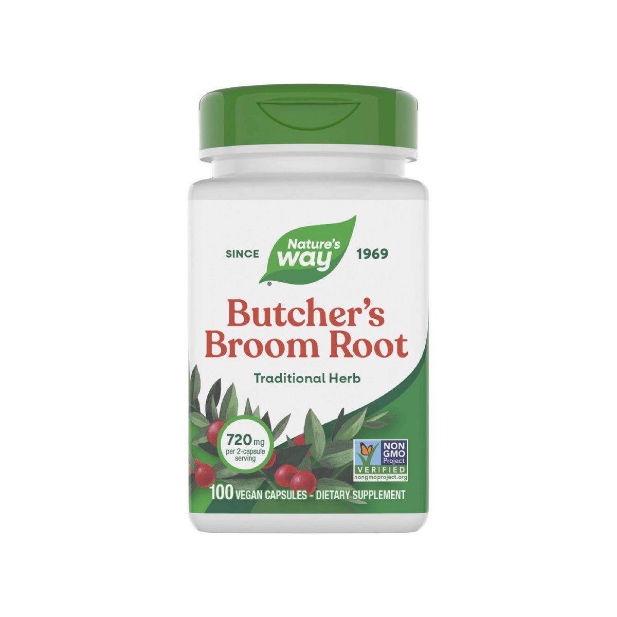 Nature's Way Mäusedorn – Traditionelles Kräuterpräparat, 720 mg pro 2-Kapsel-Portion, Non-GMO Project verifiziert, 100 vegane Kapseln (Verpackung kann variieren)