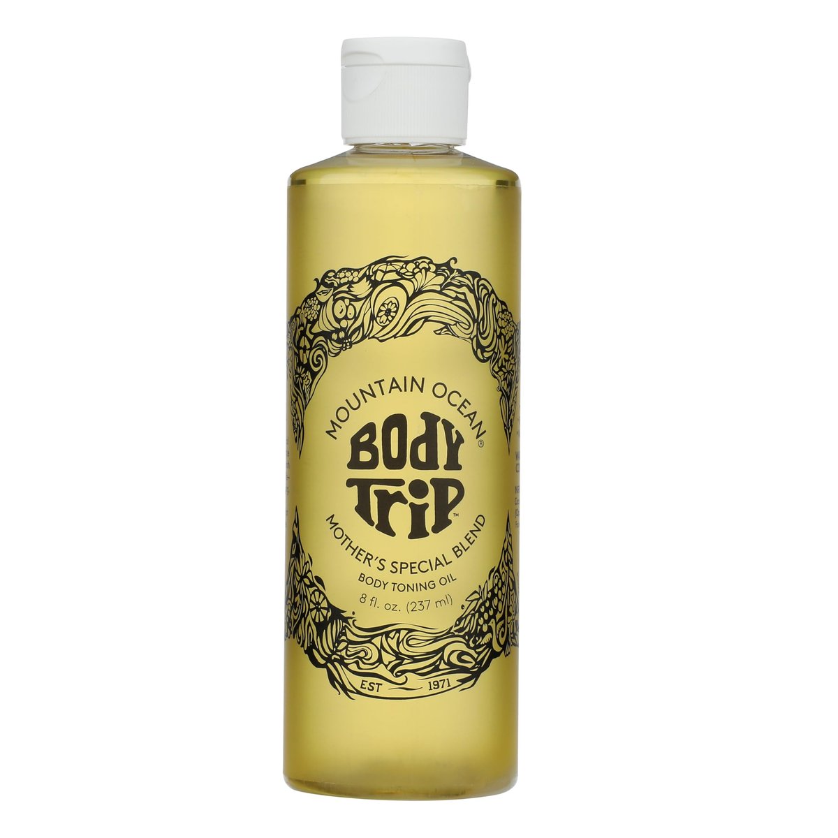 Mountain Ocean The Original Body Trip Mother's Special Blend Körperpflegeöl, 237 ml, Tiefenfeuchtigkeit, hilft bei Dehnungsstreifen, mit Mandel- und Kokosöl, Kakaobutter & Vitamin E (Neues Design, gleiche Formel)