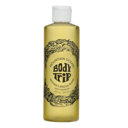 Mountain Ocean The Original Body Trip Mother's Special Blend Körperpflegeöl, 237 ml, Tiefenfeuchtigkeit, hilft bei Dehnungsstreifen, mit Mandel- und Kokosöl, Kakaobutter & Vitamin E (Neues Design, gleiche Formel)
