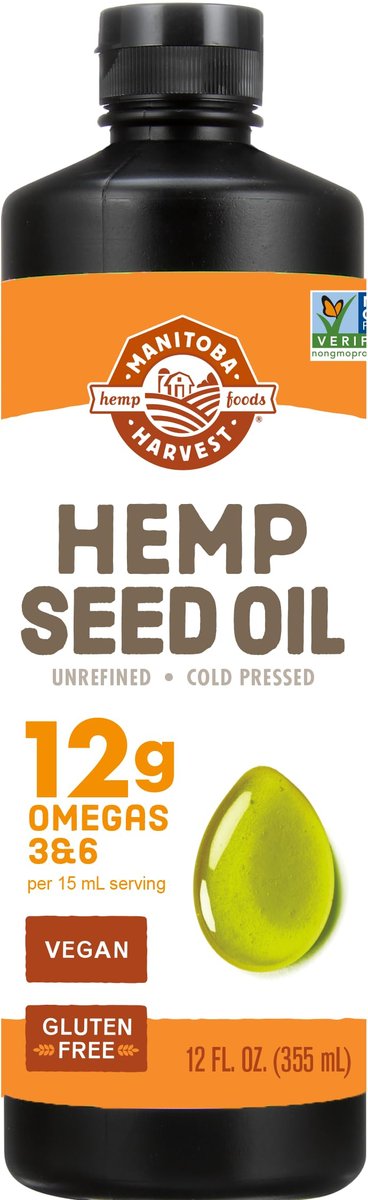 Manitoba Harvest Hanföl, kaltgepresst, Premium-Qualität, 12 g Omega 3 & 6 pro Portion, 355 ml