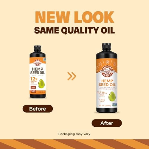 Manitoba Harvest Hanföl, kaltgepresst, Premium-Qualität, 12 g Omega 3 & 6 pro Portion, 355 ml