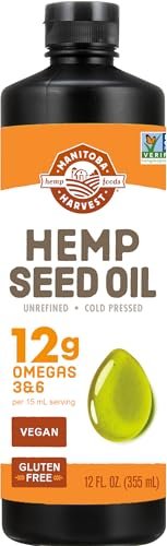 Manitoba Harvest Hanföl, kaltgepresst, Premium-Qualität, 12 g Omega 3 & 6 pro Portion, 355 ml