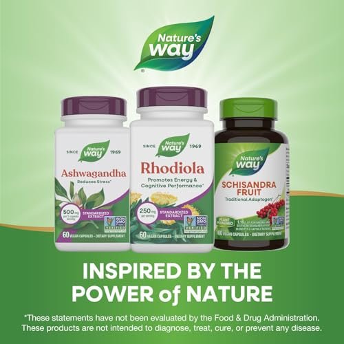 Nature's Way Rhodiola Premium Extrakt - 250 mg pro Portion, unterstützt Energie und kognitive Leistung*, adaptogenes Kraut*, Non-GMO Project verifiziert, vegan, glutenfrei, 60 Kapseln