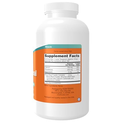 NOW Foods Knochenmehlpulver mit Calciumcarbonat und Magnesiumoxid, natürliche Calciumquelle, 454 g