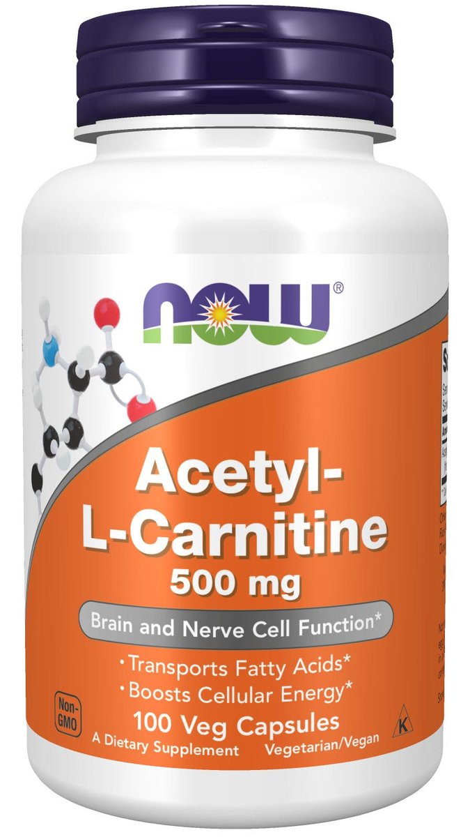 NOW Foods Acetyl L-Carnitin 500 mg – 100 Kapseln, Nahrungsergänzungsmittel
