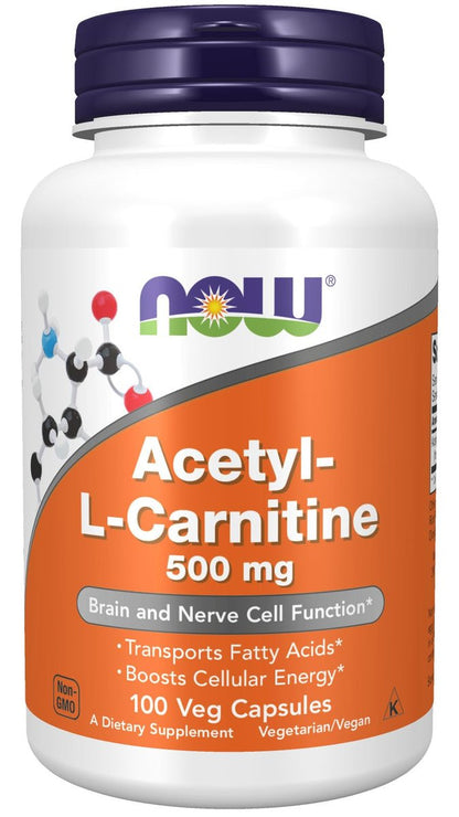 NOW Foods Acetyl L-Carnitin 500 mg – 100 Kapseln, Nahrungsergänzungsmittel