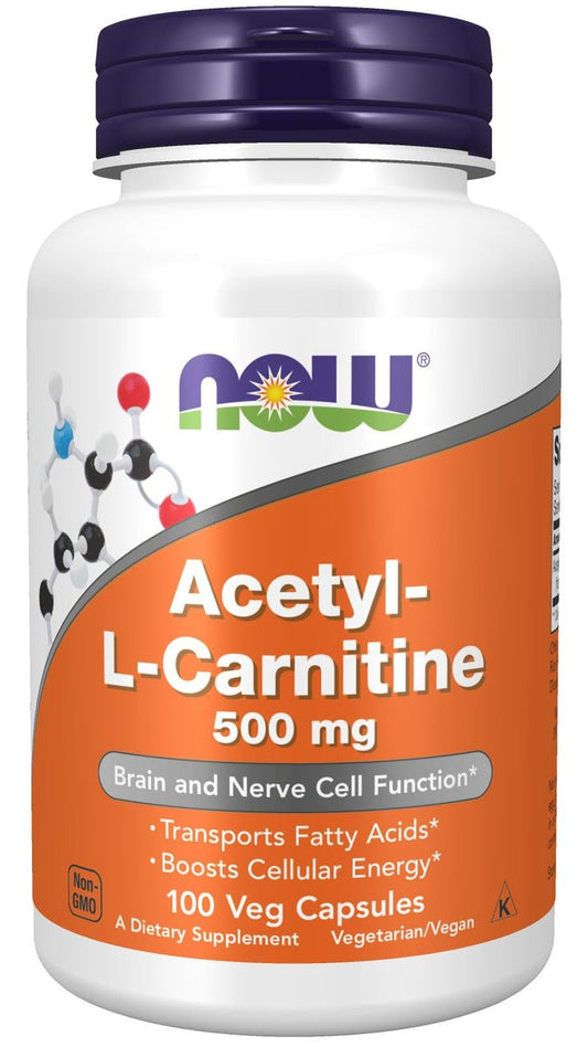 NOW Foods Acetyl L-Carnitin 500 mg – 100 Kapseln, Nahrungsergänzungsmittel