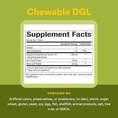Natural Factors DGL Lutschtabletten – Verdauungsunterstützung mit Süßholzwurzelextrakt – Lutschtabletten zur Unterstützung der Magenschleimhaut und -gesundheit – Nicht-GVO & glutenfrei – 90 Lutschtabletten (90 Portionen)
