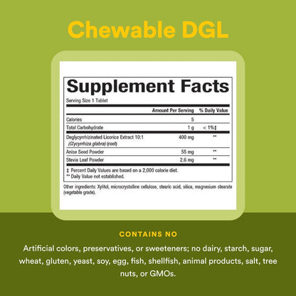 Natural Factors DGL Lutschtabletten – Verdauungsunterstützung mit Süßholzwurzelextrakt – Lutschtabletten zur Unterstützung der Magenschleimhaut und -gesundheit – Nicht-GVO & glutenfrei – 90 Lutschtabletten (90 Portionen)