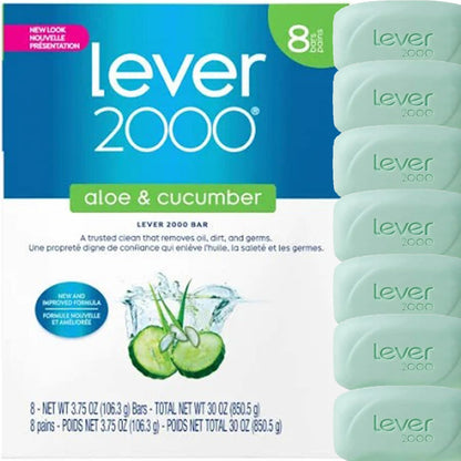 Lever 2000 Erfrischendes Körper- und Gesichtsreinigungsmittel mit Aloe & Gurke, wirkt gegen Bakterien, Frische Aloe, 3,75 Unzen (Packung mit 8)