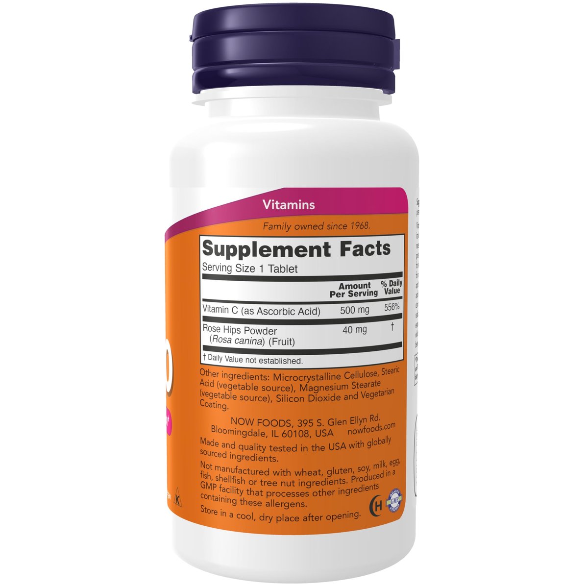 NOW Foods Vitamin C-500 mit Hagebutten – 100 Tabletten, Antioxidantien-Schutz