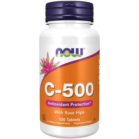 NOW Foods Vitamin C-500 mit Hagebutten – 100 Tabletten, Antioxidantien-Schutz