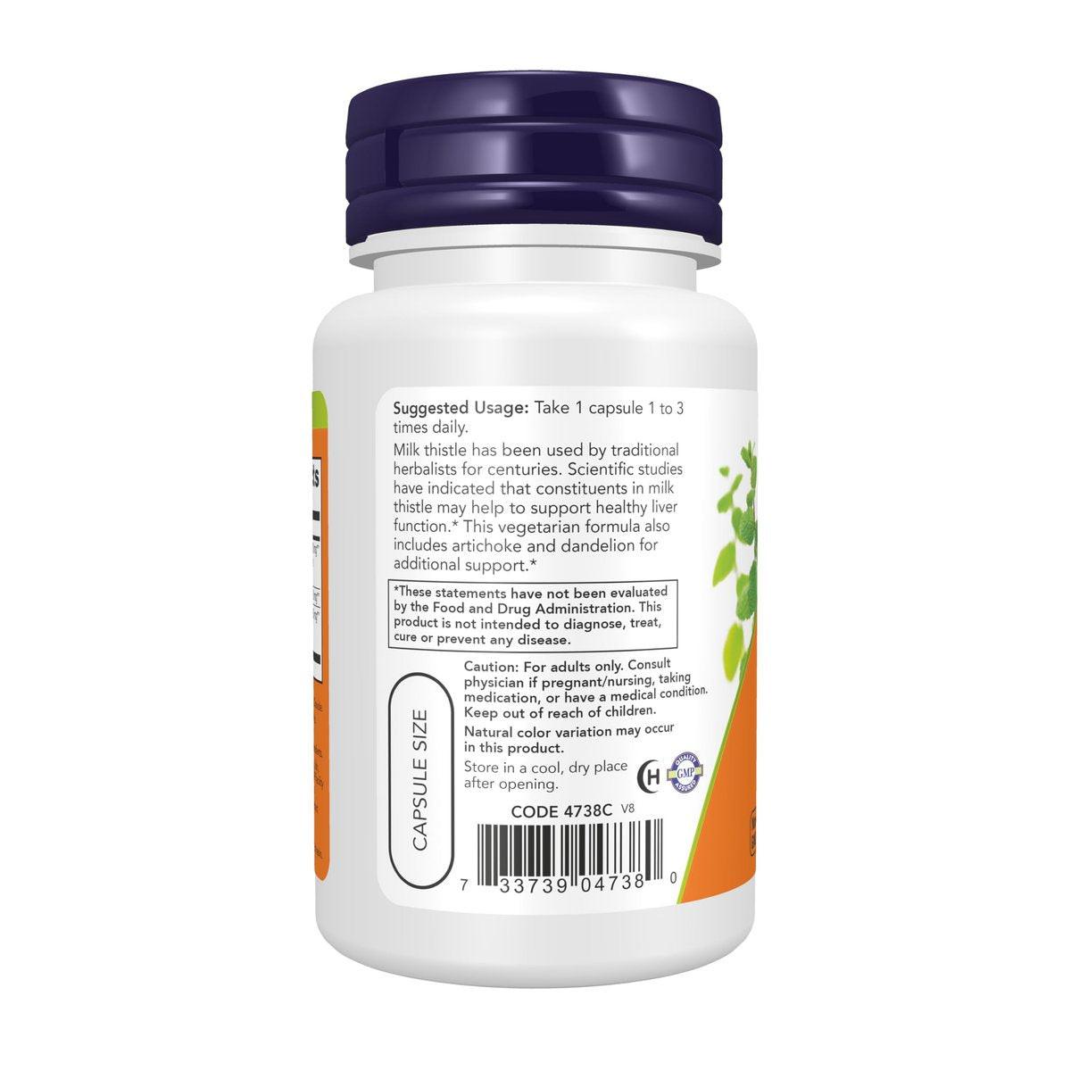 NOW Foods Silymarin Mariendistel Extrakt 300 mg mit Artischocke und Löwenzahn, Doppelte Stärke, Unterstützt die Leberfunktion*, 50 vegane Kapseln