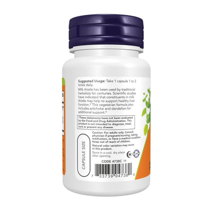 NOW Foods Silymarin Mariendistel Extrakt 300 mg mit Artischocke und Löwenzahn, Doppelte Stärke, Unterstützt die Leberfunktion*, 50 vegane Kapseln