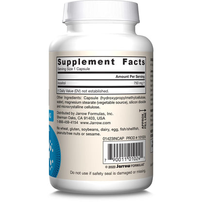Jarrow Formulas Inositol 750 mg – Nahrungsergänzungsmittel für Leberunterstützung und Zellgesundheit, 100 vegane Kapseln