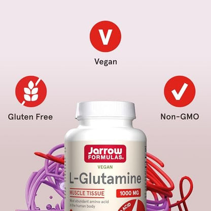 Jarrow Formulas L-Glutamin 1000 mg – Nahrungsergänzungsmittel für Muskelgewebe, multifunktionale Aminosäure, Immununterstützung, 100 Easy-Solv Tabletten, 50-100 Tage Versorgung