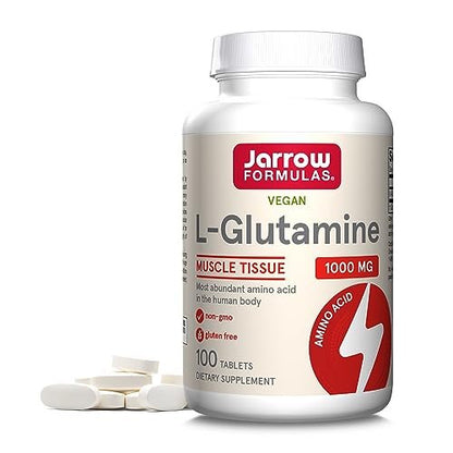 Jarrow Formulas L-Glutamin 1000 mg – Nahrungsergänzungsmittel für Muskelgewebe, multifunktionale Aminosäure, Immununterstützung, 100 Easy-Solv Tabletten, 50-100 Tage Versorgung