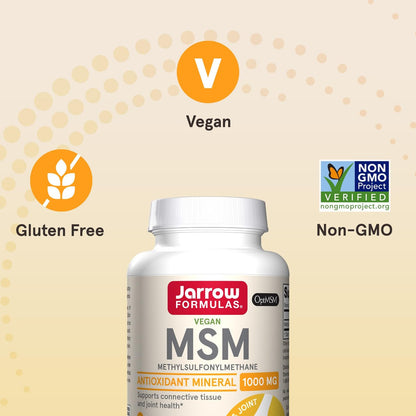 Jarrow Formulas MSM 1000 mg – 200 vegane Kapseln – Methylsulfonylmethan – Schwefelquelle – Nahrungsergänzungsmittel für starke Gelenke – bis zu 200 Portionen