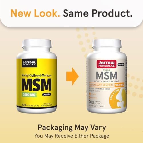 Jarrow Formulas MSM 1000 mg – 200 vegane Kapseln – Methylsulfonylmethan – Schwefelquelle – Nahrungsergänzungsmittel für starke Gelenke – bis zu 200 Portionen