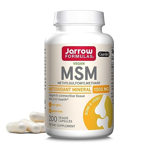 Jarrow Formulas MSM 1000 mg – 200 vegane Kapseln – Methylsulfonylmethan – Schwefelquelle – Nahrungsergänzungsmittel für starke Gelenke – bis zu 200 Portionen