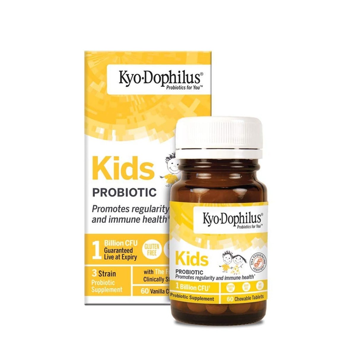 Kyolic Kyo-Dophilus Kids Probiotikum – 60 Kautabletten für Verdauung und Immunsystem
