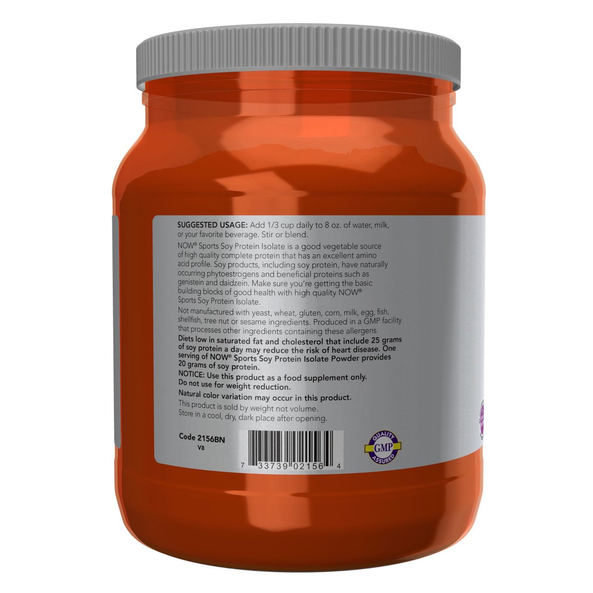 NOW Foods Soy Protein Isolat 20 g, 0 Kohlenhydrate, ungewürztes Pulver, 1,2 Pfund