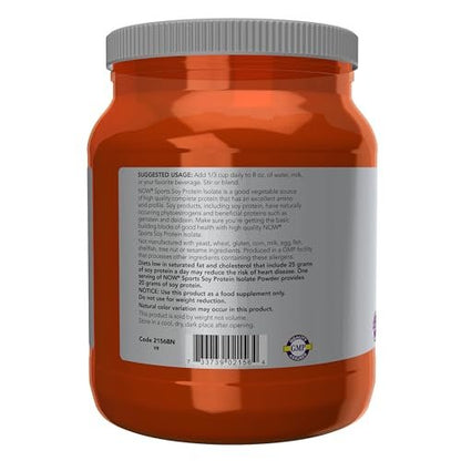NOW Foods Soy Protein Isolat 20 g, 0 Kohlenhydrate, ungewürztes Pulver, 1,2 Pfund