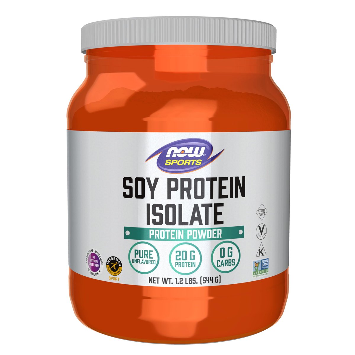 NOW Foods Soy Protein Isolat 20 g, 0 Kohlenhydrate, ungewürztes Pulver, 1,2 Pfund
