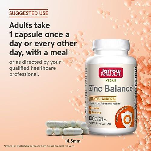Jarrow Formulas Zinc Balance 15 mg – 100 Kapseln – Zink mit Kupfer – Essentielle Mineralien zur Unterstützung des Immunsystems – Glutenfrei, vegan
