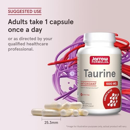 Jarrow Formulas® Taurin 1000 mg – Nahrungsergänzungsmittel, Aminosäure zur Unterstützung der Gehirngesundheit, 100 Kapseln, 100-Tage-Vorrat
