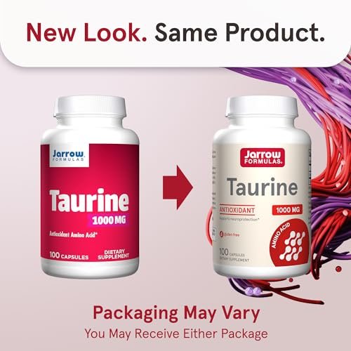 Jarrow Formulas® Taurin 1000 mg – Nahrungsergänzungsmittel, Aminosäure zur Unterstützung der Gehirngesundheit, 100 Kapseln, 100-Tage-Vorrat