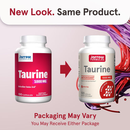 Jarrow Formulas® Taurin 1000 mg – Nahrungsergänzungsmittel, Aminosäure zur Unterstützung der Gehirngesundheit, 100 Kapseln, 100-Tage-Vorrat
