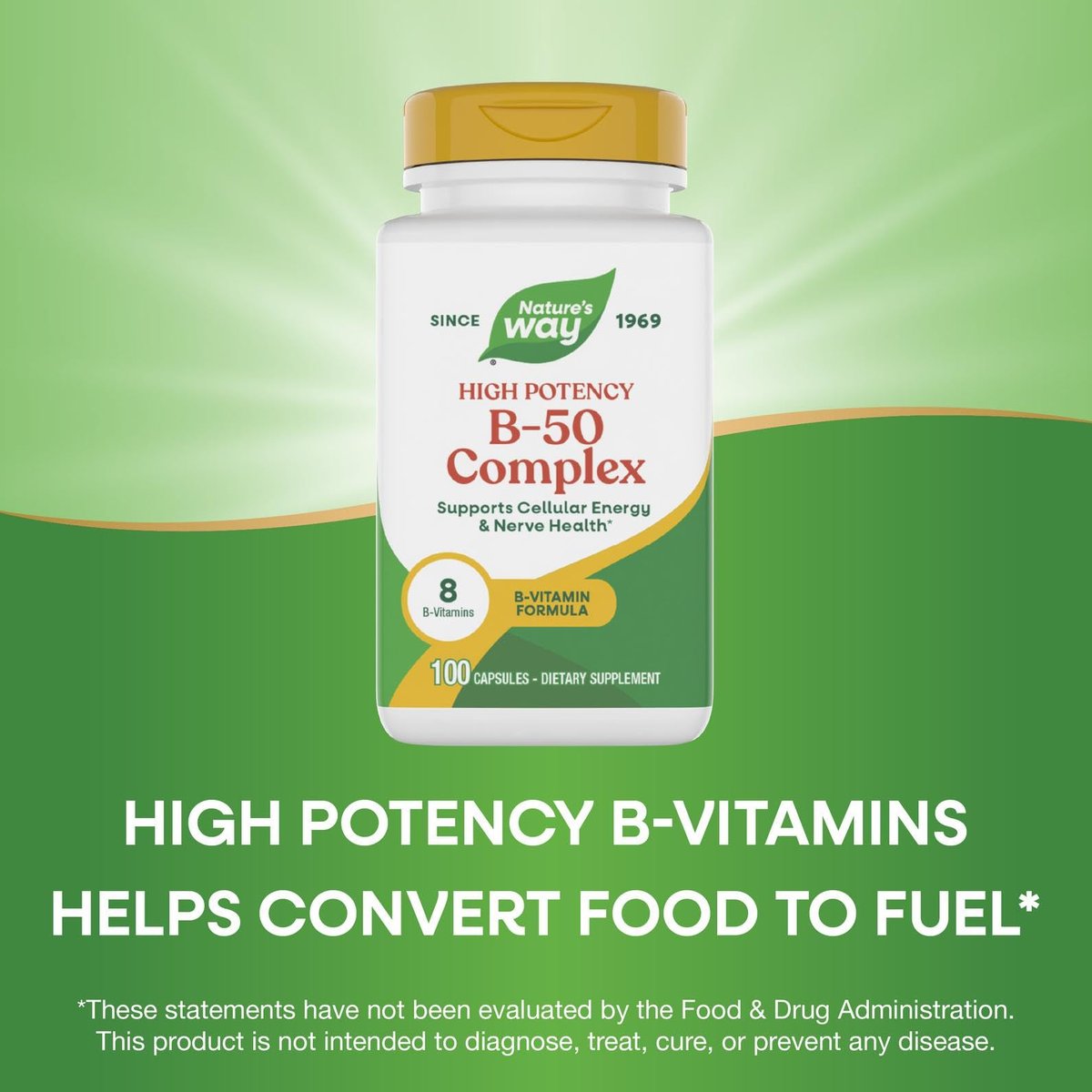 Nature's Way Vitamin B-50 Komplex – 100 Kapseln, Hochdosiertes B-Vitamin-Präparat